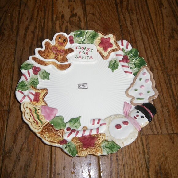 Vintage Adorable Cookies For Santa 10" Plate - Hand Painted! - Picture 1 of 2